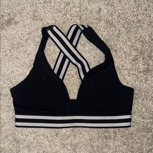 The Gap Black Striped Elastic Band Sports Bra